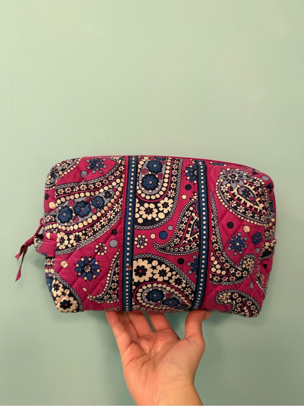 Large Vera Bradley Paisley Cosmetic Pouch - Pink